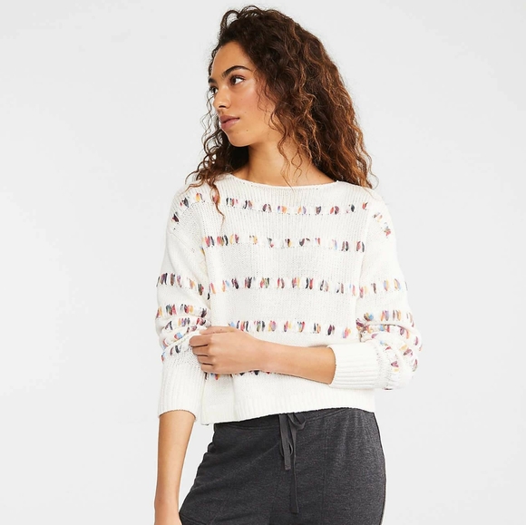 ⚡BNWT LOFT LOU & GREY RAINBOW STITCH SWEATER - Picture 5 of 5